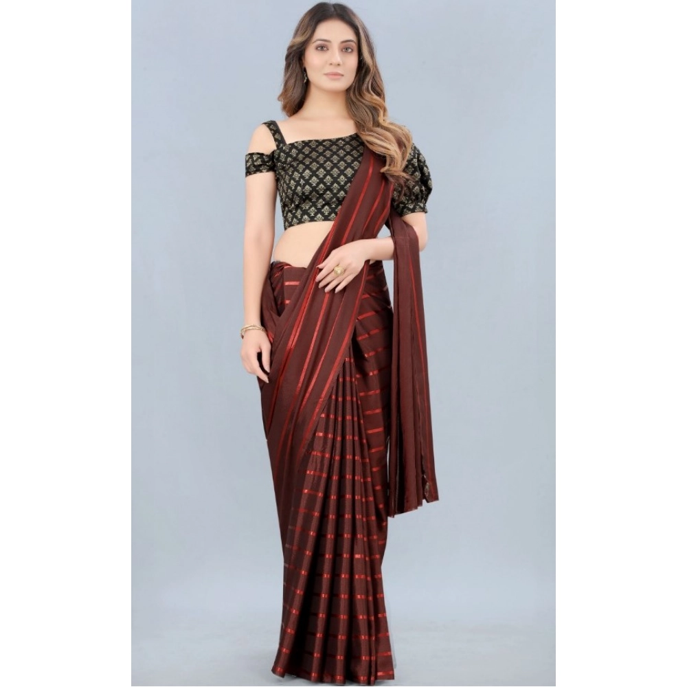 Women's Satin Silk Saree with Blouse (Orange, 5-6 Mtrs) Women's Satin Silk Saree with Blouse (Orange, 5-6 Mtrs)