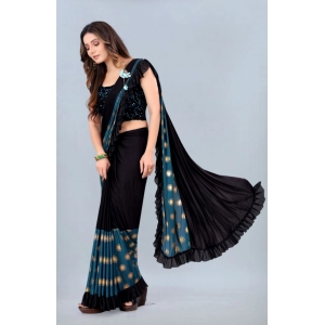 Generic Women's Lycra Blend Saree with Blouse (Rama, 5-6 Mtrs)