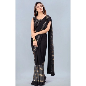 Generic Women's Lycra Blend Saree with Blouse (Grey, 5-6 Mtrs)