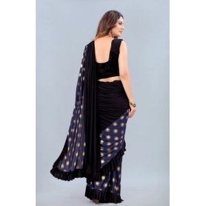Generic Women's Lycra Blend Saree with Blouse (Blue, 5-6 Mtrs)