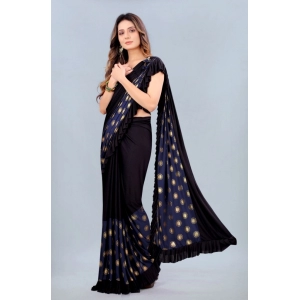 Generic Women's Lycra Blend Saree with Blouse (Blue, 5-6 Mtrs)