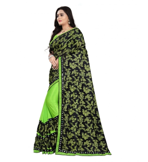 Women's Lycra Blend Saree with Blouse (Pista, 5-6 Mtrs)