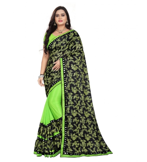 Women's Lycra Blend Saree with Blouse (Pista, 5-6 Mtrs)