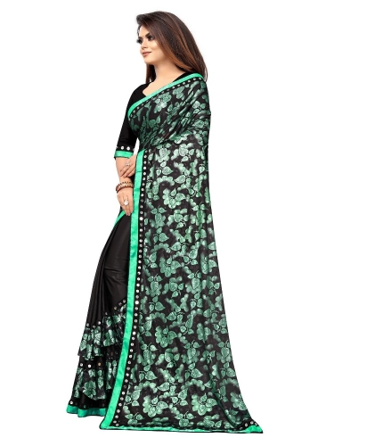 Women's Lycra Blend Saree with Blouse (Green, 5-6 Mtrs) Women's Lycra Blend Saree with Blouse (Green, 5-6 Mtrs)