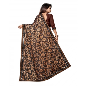 Generic Women's Lycra Blend Saree with Blouse (Coffee, 5-6 Mtrs)