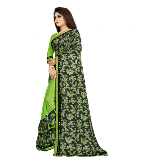 Women's Lycra Blend Saree with Blouse (Pista, 5-6 Mtrs)