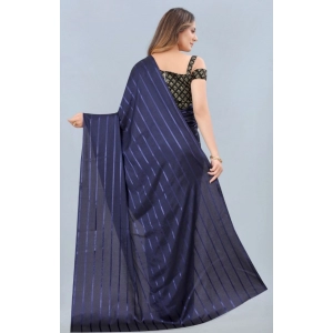 Generic Women's Satin Silk Saree with Blouse (Blue, 5-6 Mtrs)