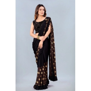 Generic Women's Lycra Blend Saree with Blouse (Coffee, 5-6 Mtrs)