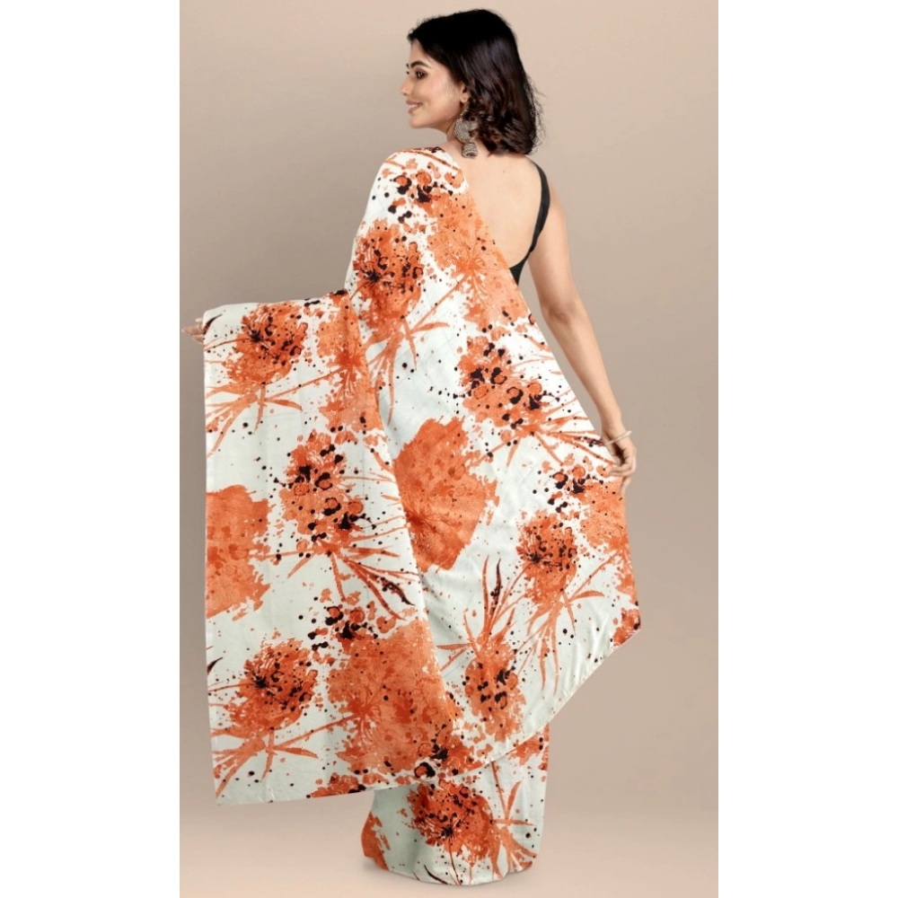 Women's Joya Silk Saree with Blouse (Orange, 5-6 Mtrs) Women's Joya Silk Saree with Blouse (Orange, 5-6 Mtrs)
