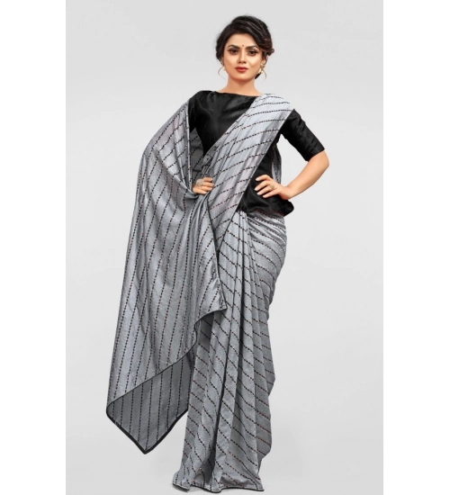 Women's Vichitra Saree with Blouse (Grey, 5-6 Mtrs)