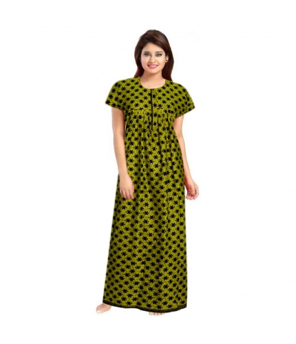 Women's Cotton Printed Maxi Nighty (Green)