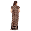 Dropship Women's Cotton Printed Maxi Nighty (Brown)
