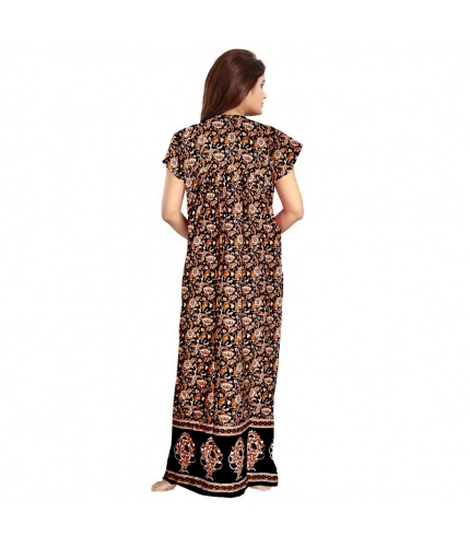 Women's Cotton Printed Maxi Nighty (Brown)
