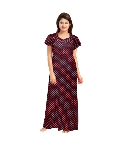 Women's Cotton Printed Maxi Nighty (Brown)