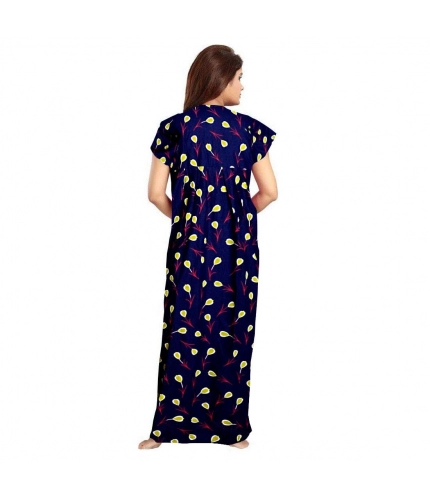 Women's Cotton Printed Maxi Nighty (Purple)