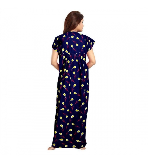 Women's Cotton Printed Maxi Nighty (Purple)