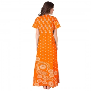 Generic Women's Cotton Printed Maxi Nighty (Orange)