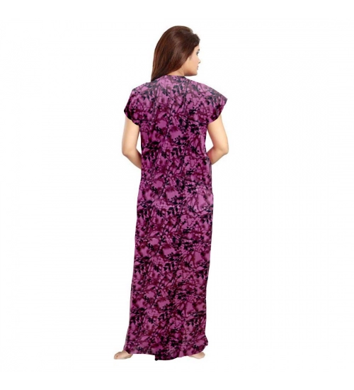 Women's Cotton Printed Maxi Nighty (Wine)