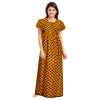 Dropship Women's Cotton Printed Maxi Nighty (Mustard)
