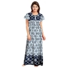Dropship Women's Cotton Printed Maxi Nighty (Navy Blue)