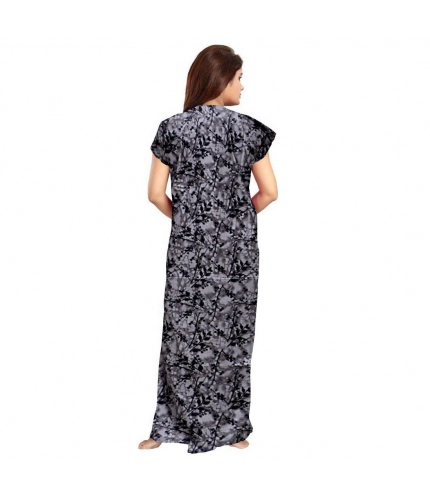 Women's Cotton Printed Maxi Nighty (Grey)