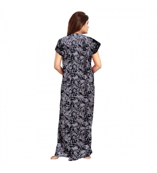 Women's Cotton Printed Maxi Nighty (Grey) Women's Cotton Printed Maxi Nighty (Grey)