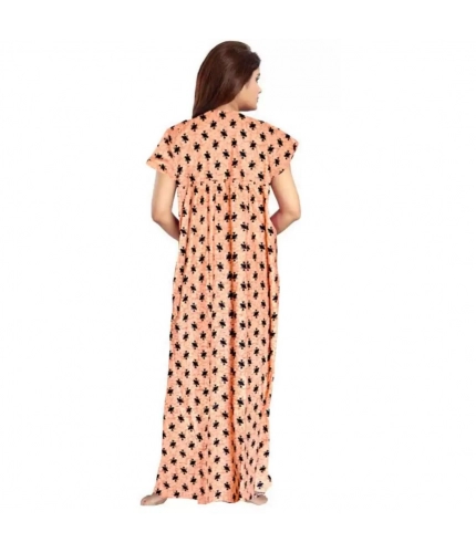 Women's Cotton Printed Maxi Nighty (Peach)