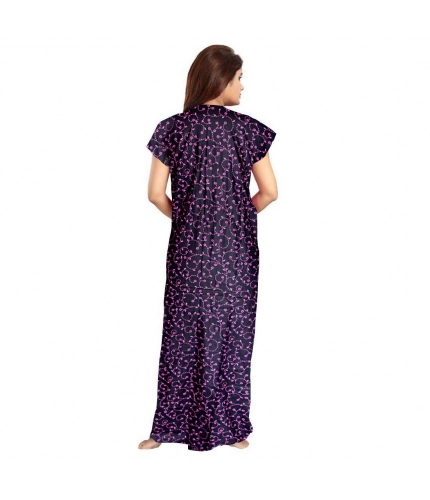 Women's Cotton Printed Maxi Nighty (Purple)