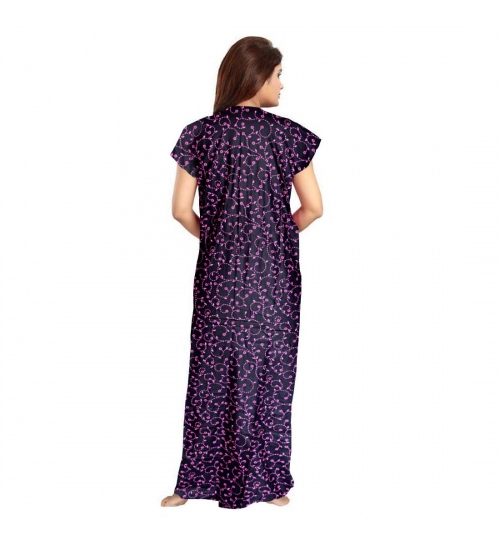 Women's Cotton Printed Maxi Nighty (Purple)