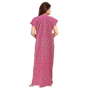 Generic Women's Cotton Printed Maxi Nighty (Pink)