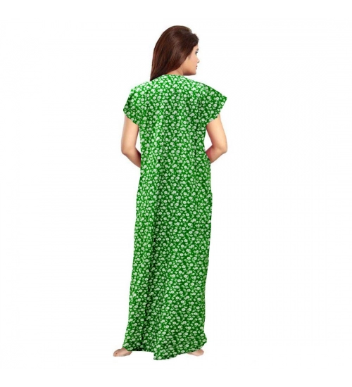 Women's Cotton Printed Maxi Nighty (Green)