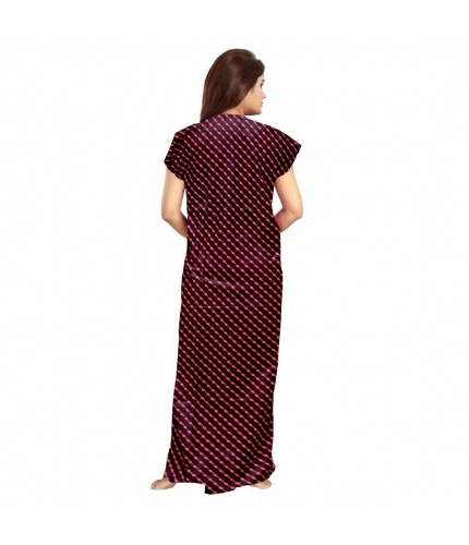 Women's Cotton Printed Maxi Nighty (Brown)