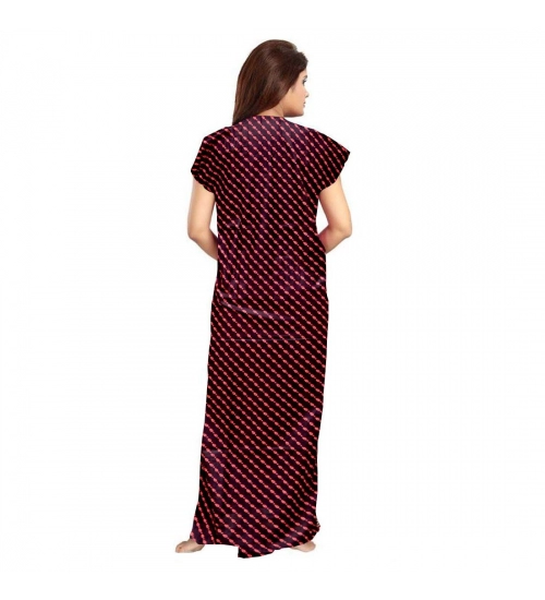 Women's Cotton Printed Maxi Nighty (Brown)