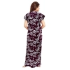 Dropship Women's Cotton Printed Maxi Nighty (Wine)