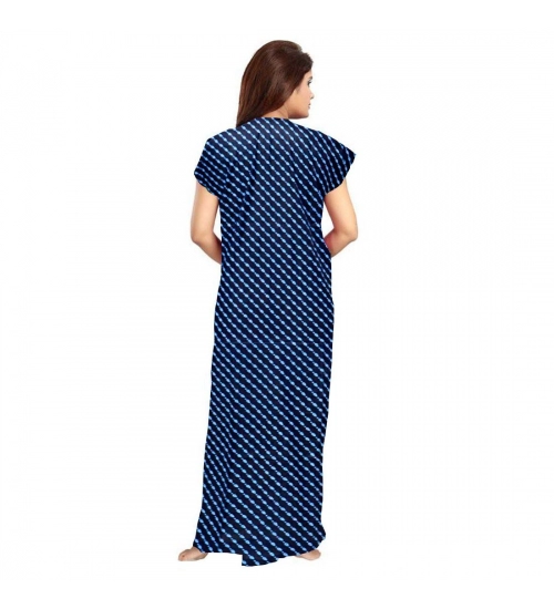 Women's Cotton Printed Maxi Nighty (Blue)