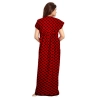 Dropship Women's Cotton Printed Maxi Nighty (Red)