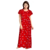 Dropship Women's Cotton Printed Maxi Nighty (Red)