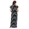 Dropship Women's Cotton Printed Maxi Nighty (Black)