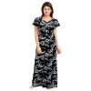Dropship Women's Cotton Printed Maxi Nighty (Black)