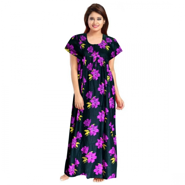 Dropship Women's Cotton Printed Maxi Nighty (Pink)