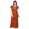 Dropship Women's Cotton Printed Maxi Nighty (Orange)