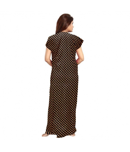 Women's Cotton Printed Maxi Nighty (Brown)