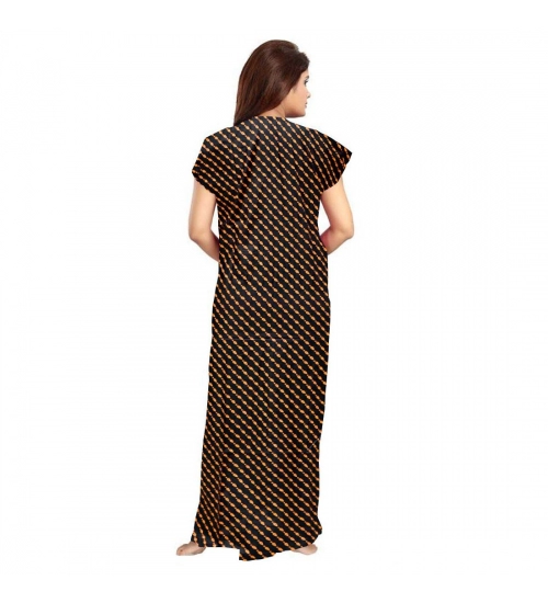 Women's Cotton Printed Maxi Nighty (Brown)