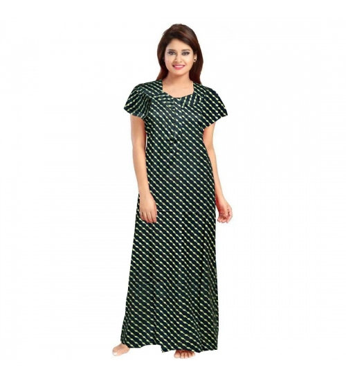 Women's Cotton Printed Maxi Nighty (Green)