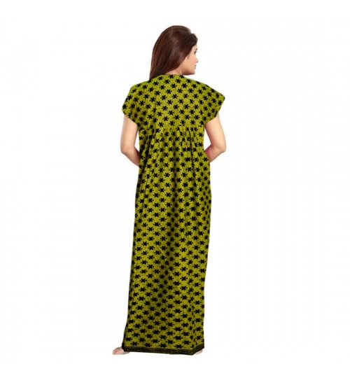Women's Cotton Printed Maxi Nighty (Green)