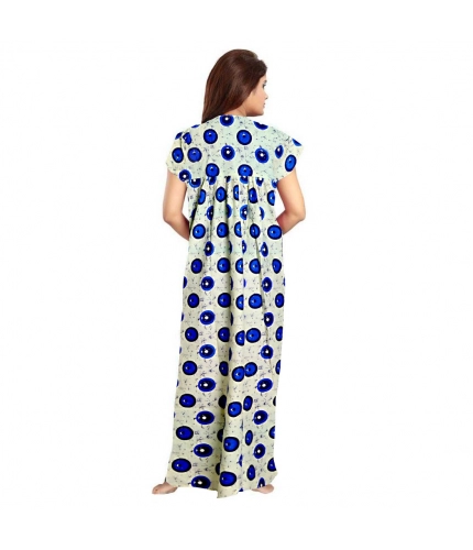 Women's Cotton Printed Maxi Nighty (Off White)