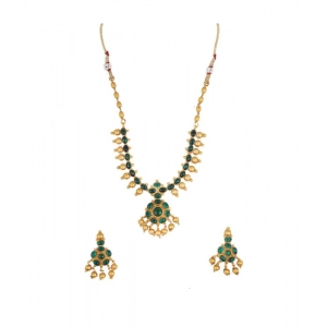 Generic Women's Elegent And Stylish Kampu Necklace Set (Green, Free Size)