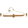 Women's Elegent And Modern Gold Plated Chowker Set (Green, Free Size)