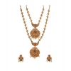 Dropship Women's Elegent And Modern Double Line Temple Jewellery Set (Red And Green, Free Size)