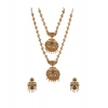 Dropship Women's Elegent And Modern Double Line Temple Jewellery Set (Green, Free Size)